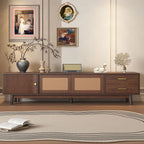 TV Stand For 80" TVs With Sliding Doors And Drawers, Accent Storage Unit - Dark Brown