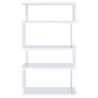 Emelle 63-inch 4-shelf Glass Panel Bookshelf White