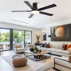Flush Mount Ceiling Fans With LED Light And Remote Control, 5 Blades