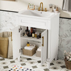 Bathroom Vanity With Integrated Sink, 2 Door Cabinet, Single Sink For Small To Medium Bathrooms