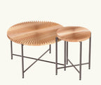 Radial - Pattern Coffee And End Table Set Waterproof Cover, Distressed Cylindrical Design (Set of 2)