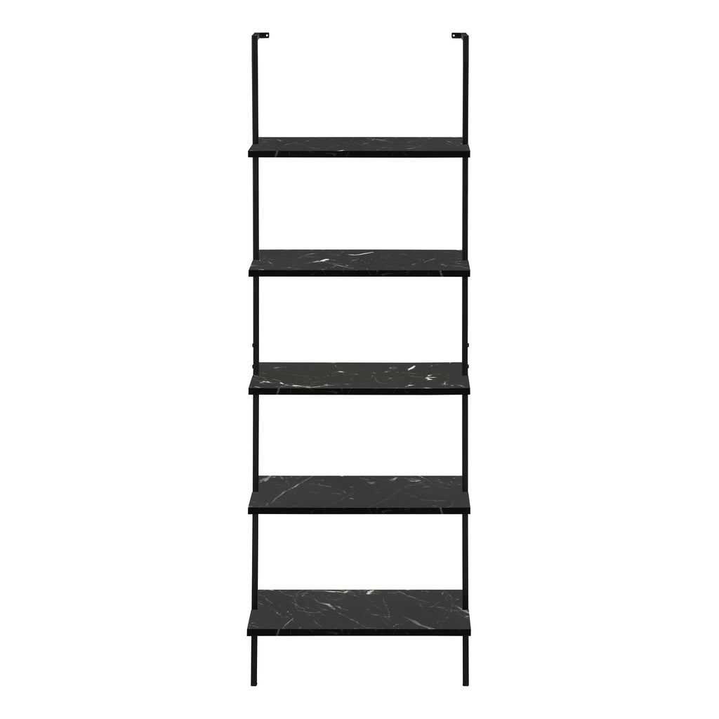Bookshelf, Bookcase, Etagere, Ladder, 5 Tier, For Office, Marble Look Contemporary & Modern