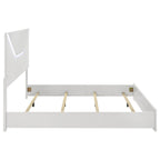 Ives Eastern King Panel Bed LED Headboard White High Gloss
