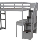 Loft Bed With Storage Drawers, Desk And Stairs With Shelves