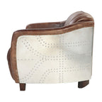 Brancaster - Loveseat - Retro Brown Top Grain Leather & Aluminum