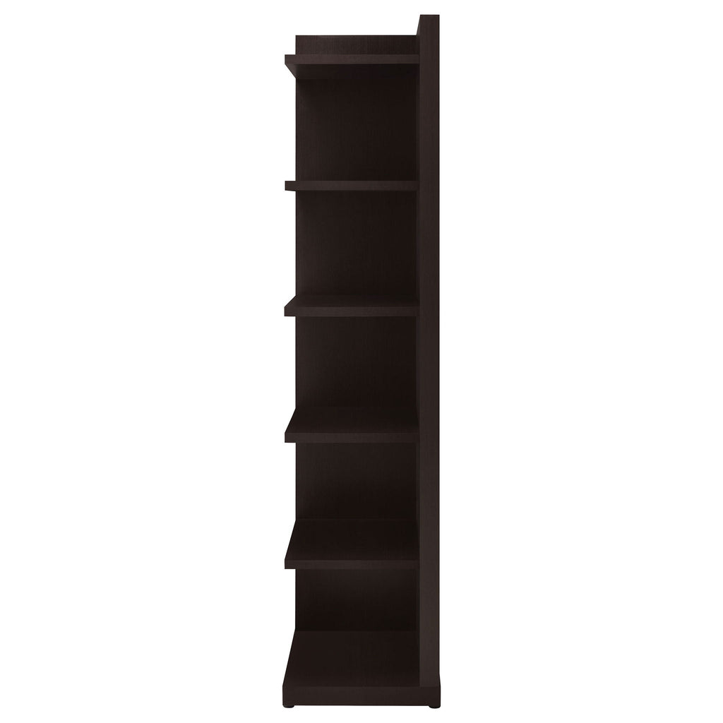 Alder 71-inch 6-shelf Corner Bookcase Cappuccino