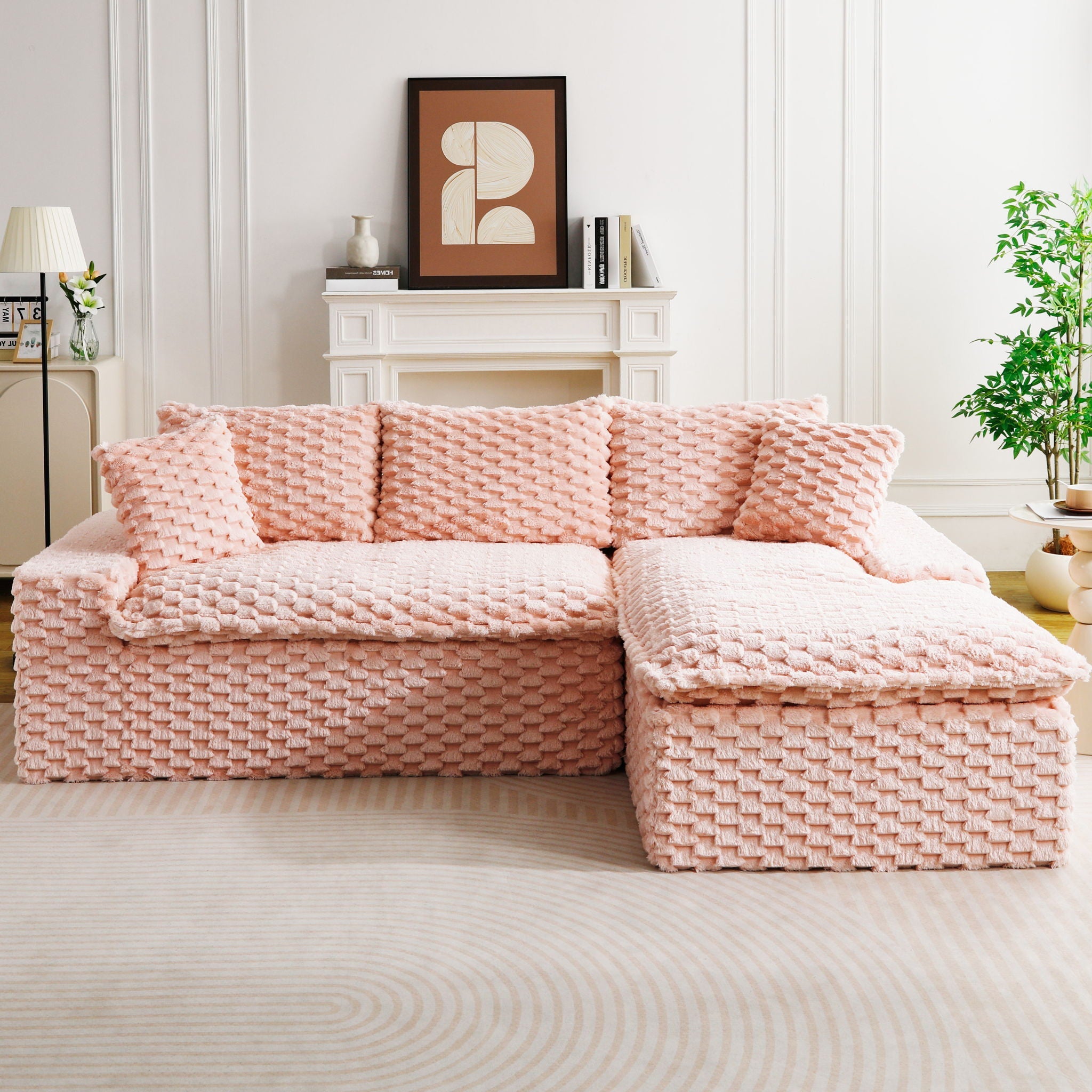 Modular Sofa, Convertible Twin Seat With Chaise Lounge