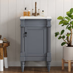 Bathroom Vanity With Sink, Storage Cabinet With Door, Drop In Sink, Compact Freestanding Design
