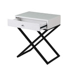 Koda - End Side Table Nightstand, Drawer And Cross Base