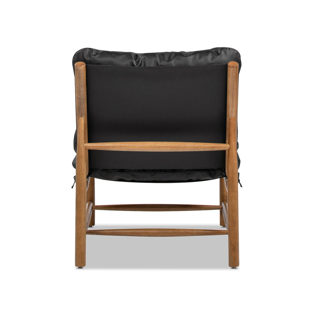 Oxford Leather Mid-Century Modern Accent Chair - Noir Black