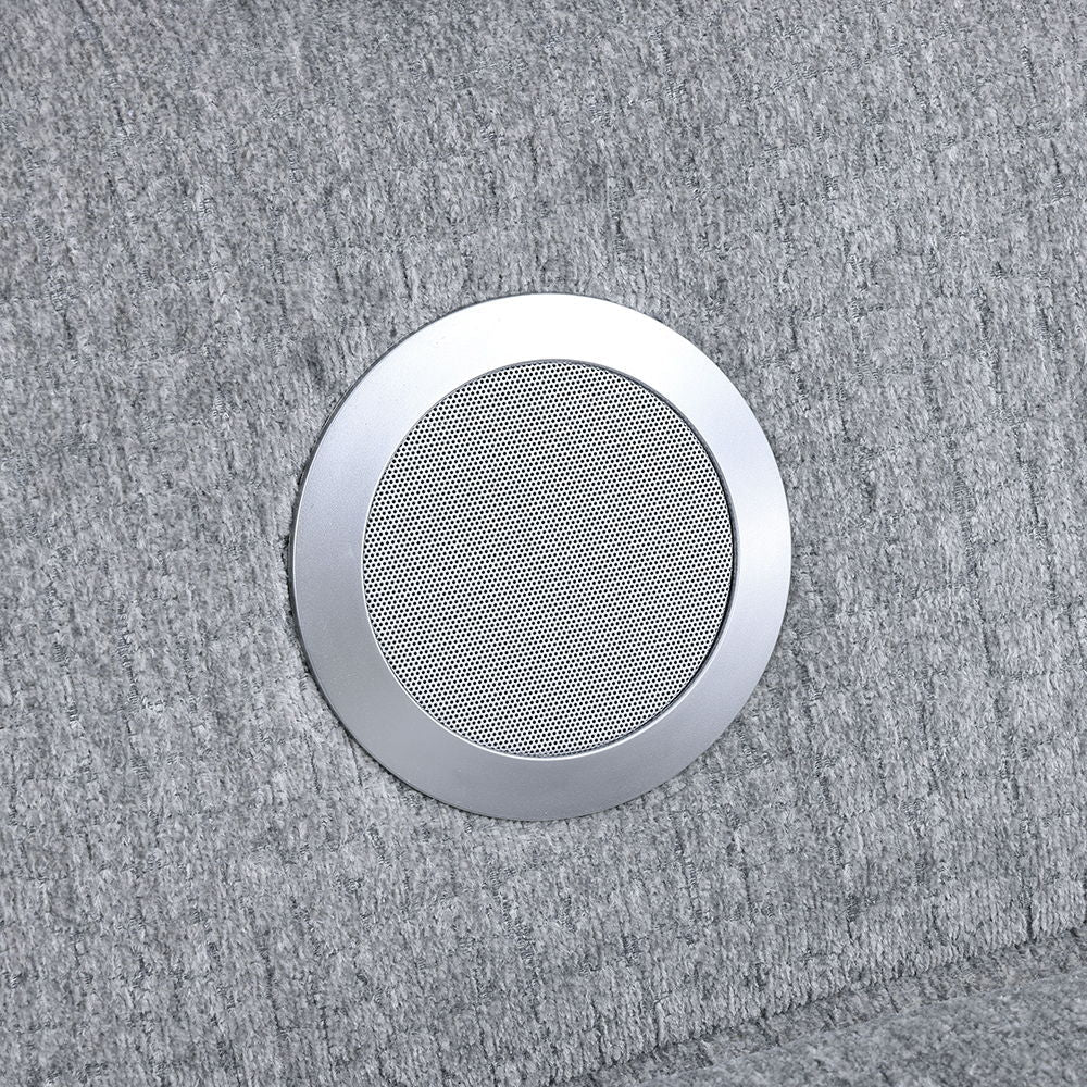 Fullar - Modular Console With Wireless Charger - Light Gary Chenille