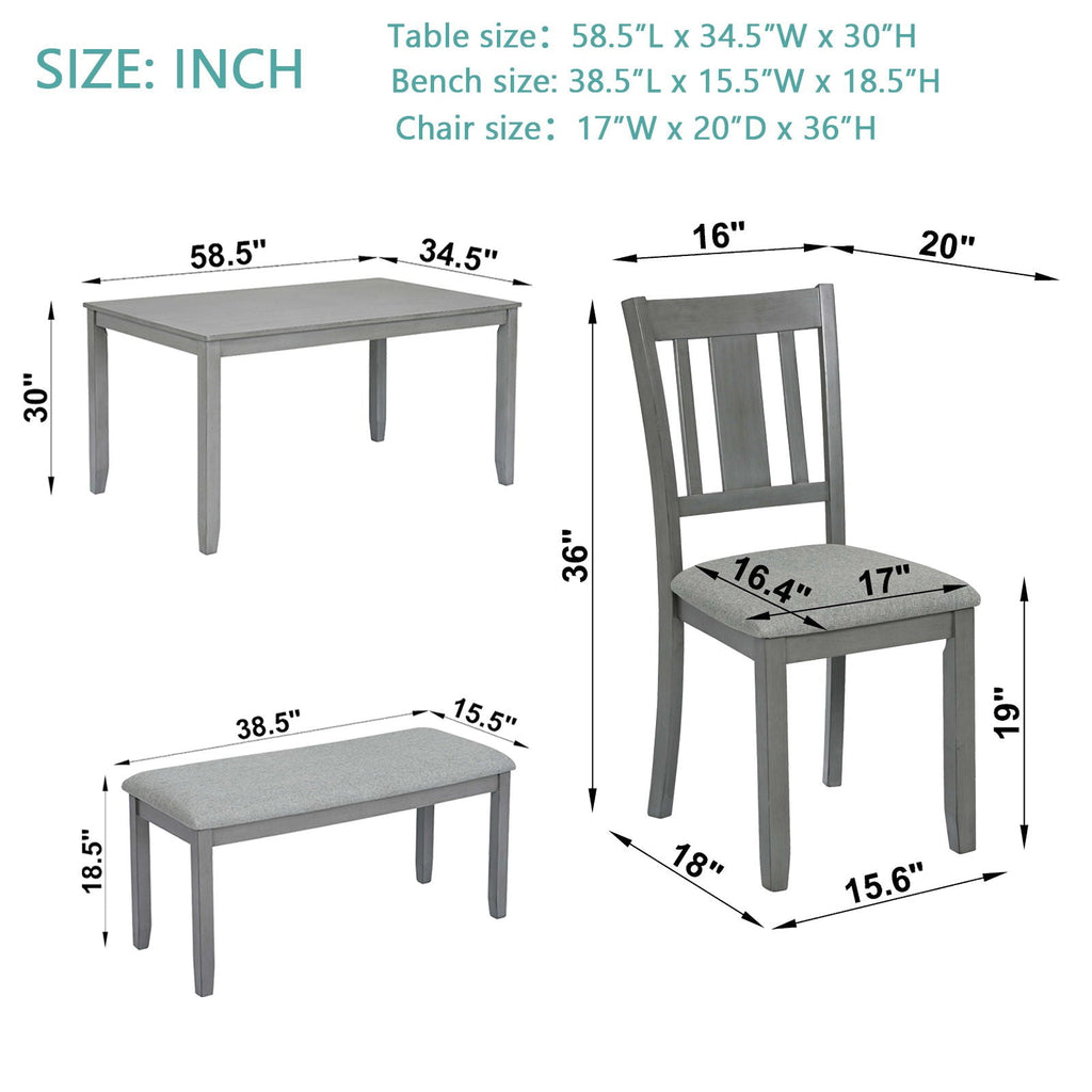 Kitchen Dining Set, Rectangular Dining Table With Upholstered Chairs