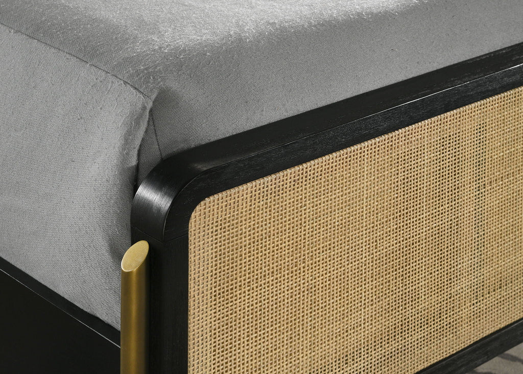 Arini Rattan California King Panel Bed Black and Natural