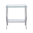 Saide Square Glass Top Side End Table Chrome
