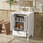 Bathroom Vanity With Ornate French Cylinder Legs, Soft Close Drawer