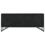 Riddell 4-door Wood Reeding Accent Cabinet Matte Black