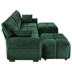 Sofa Set With Ottoman And Pillows, Textured, High Resilience Cushions
