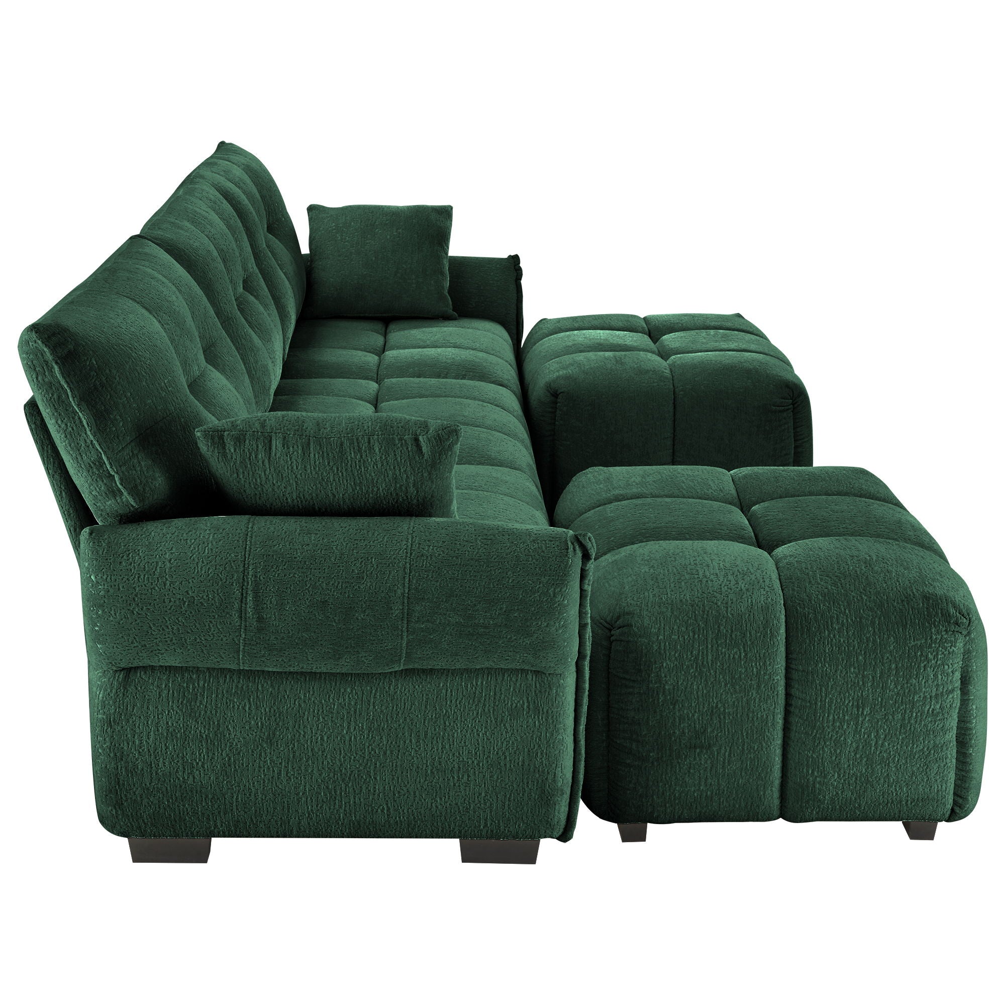 Sofa Set With Ottoman And Pillows, Textured, High Resilience Cushions