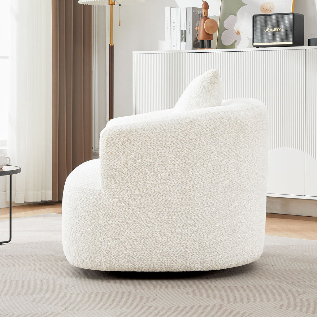 360° Swivel Barrel Sofa Chair With Throw Pillow, Upholstered Accent Chair