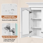Medicine Cabinet With Mirror Door And Adjustable Shelves, Wall-Mounted Bathroom Storage Cabinet - White