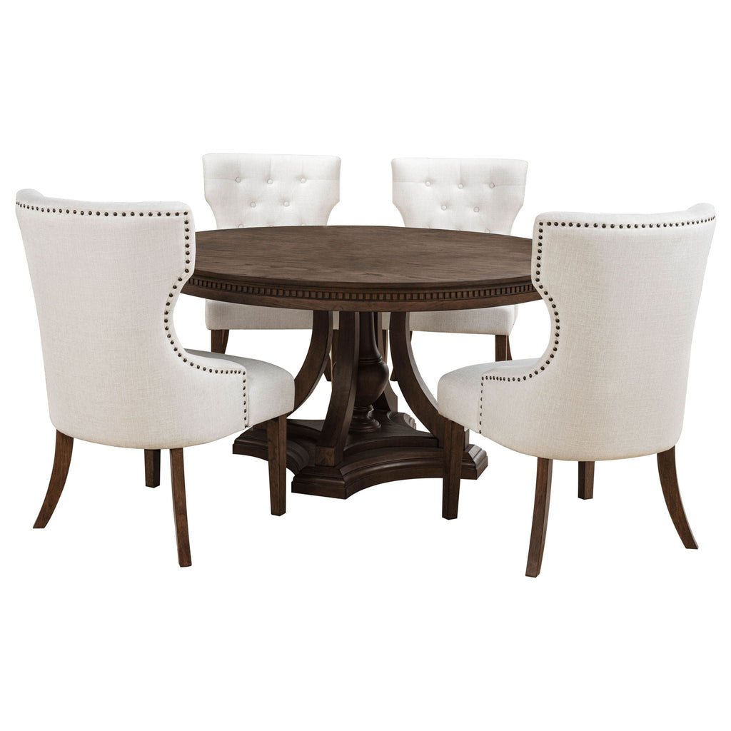 Ridgewell 5-piece Round Pedestal Dining Set Dark Oak