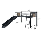 Cordelia - Twin Loft Bed With Slide - Antique Oak, Sandy Black & Dark Bronze Hand-Brushed