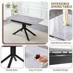 Rectangular Dining Table With Geometric Legs For Dining Room - Light Gray