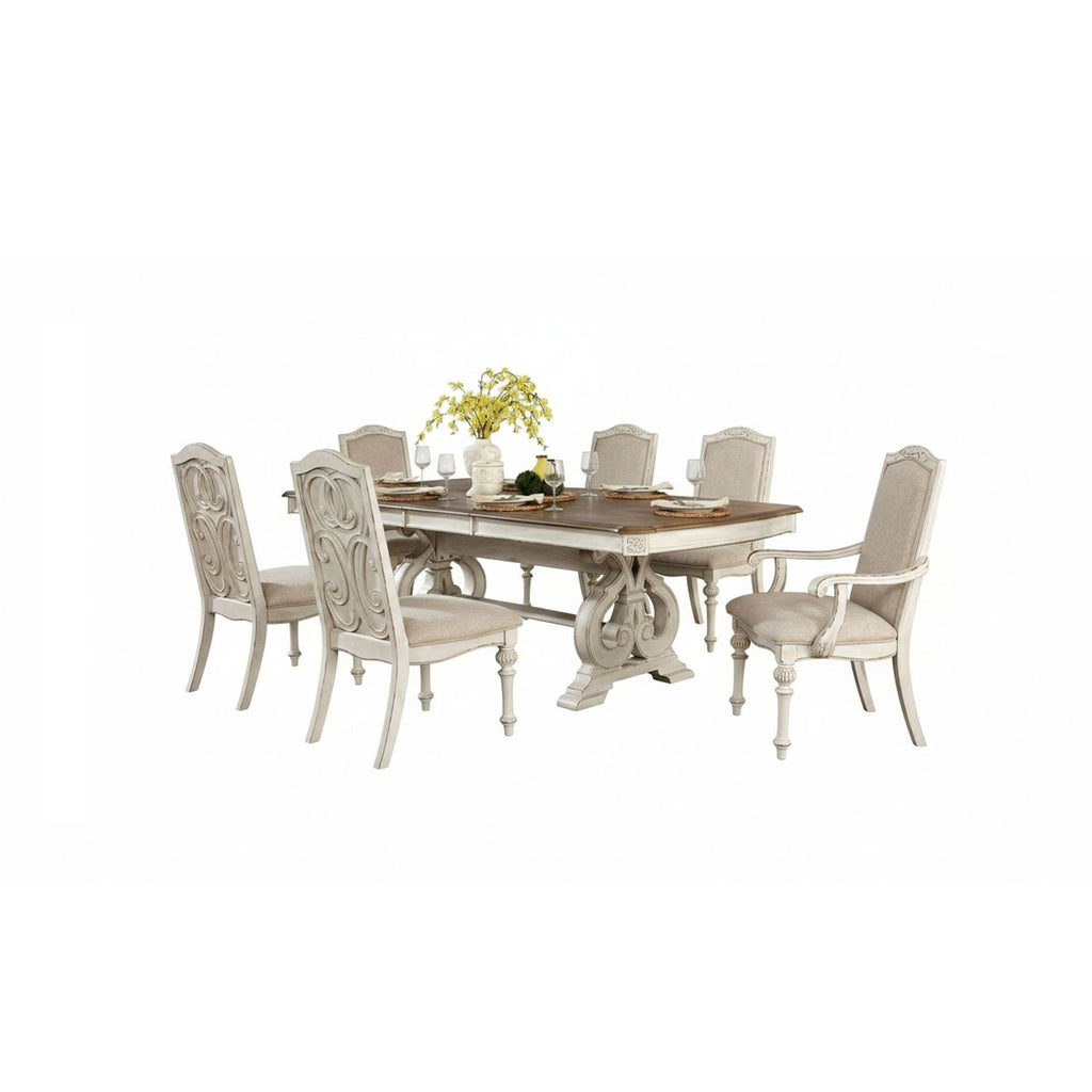 Rustic Dining Set With Table And Upholstered Chairs