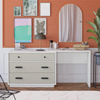 Valencia - 3 Drawer Dresser And Desk - Taupe