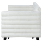 Patricia Boucle Upholstered Twin Day Bed with Trundle White