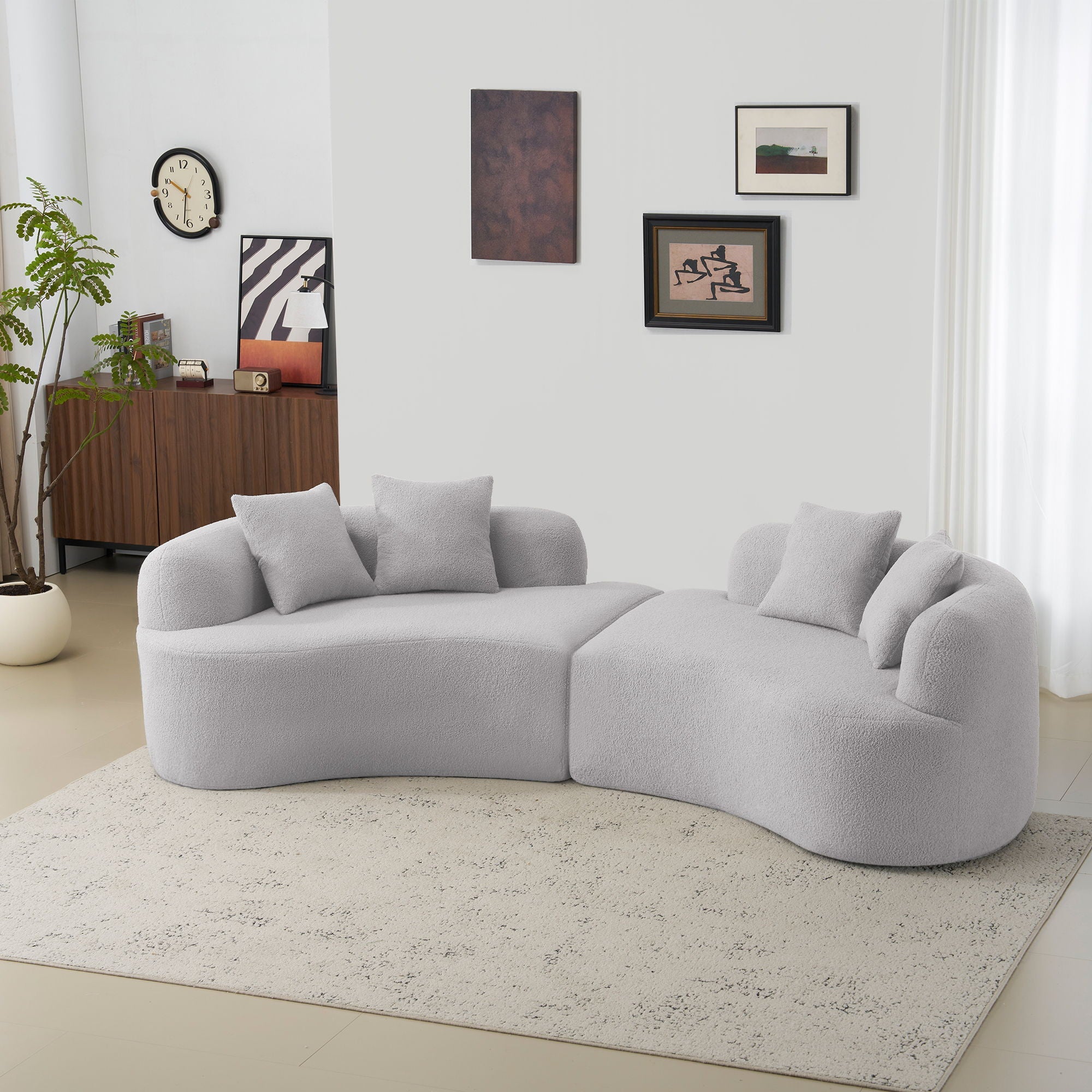 Curved 4 Seater Full Compression Sponge Sofa