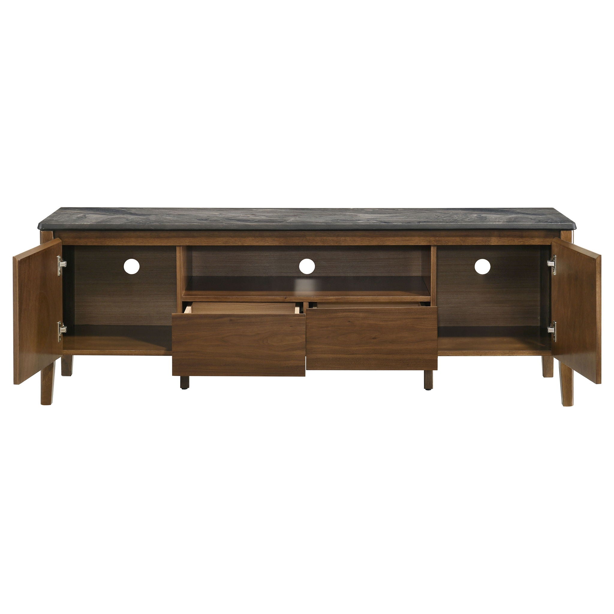 Bradley 63-inch 2-Door SmartTop TV Stand Smokey Grey and Brown