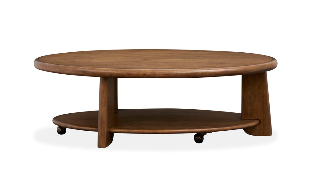 Tanner - Oval Cocktail Table With Casters - Tawny Brown