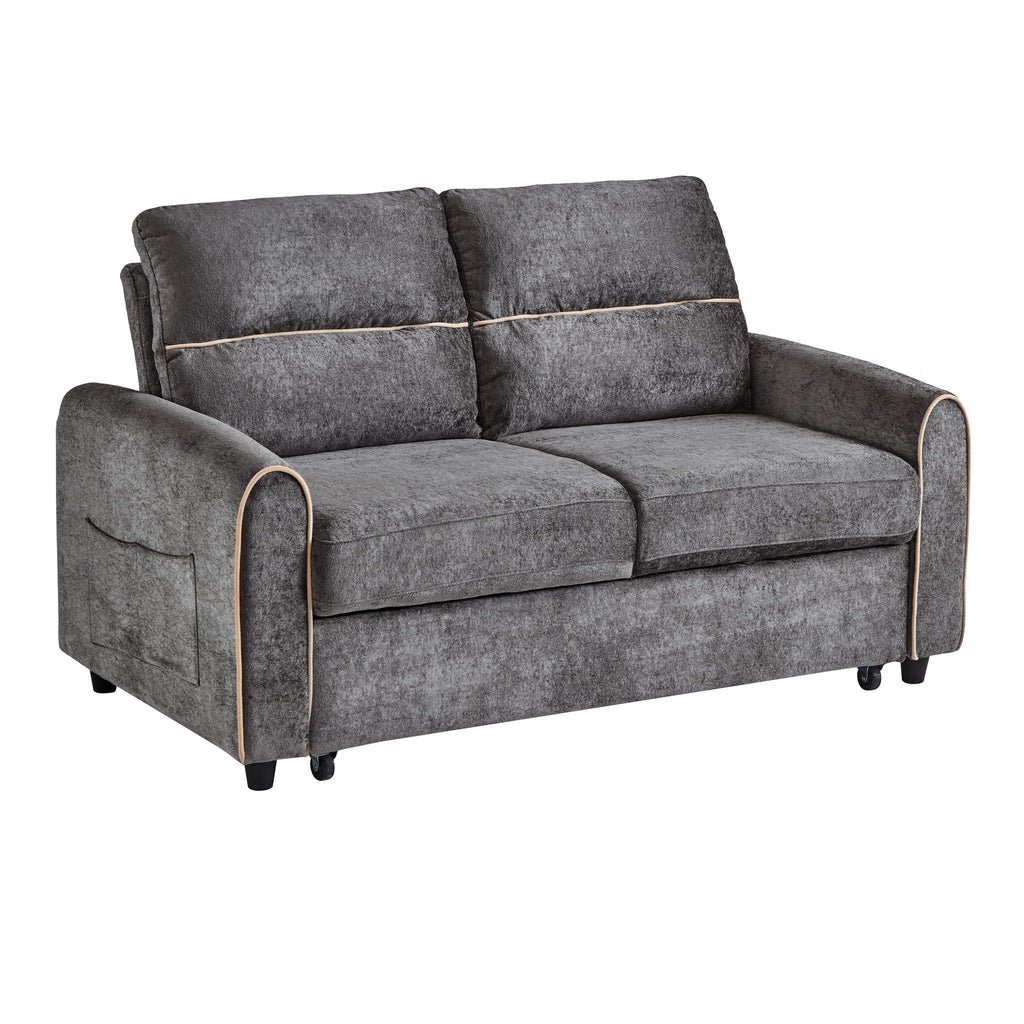 Pull Out Sofa Bed With Adjustable 3 Position Backrest, USB Charging Ports, Side Pockets