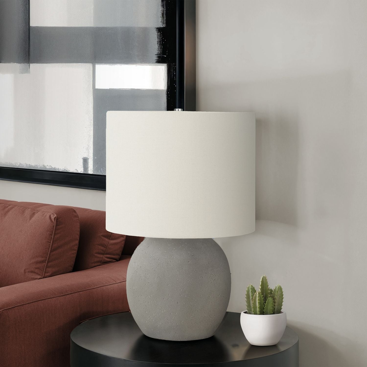 Lighting, Table Lamp, Concrete, Contemporary - Gray / Cream