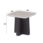 Jacory - End Table With Bottocino Marble Top - Beige / Espresso