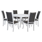 Judd 7-piece 54-inch Round Wood Dining Table Set Pearl White