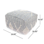 Diamond - Handcrafted Faux Yarn Pouf - Ivory / Gray