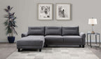 Caspian Upholstered Curved Arm Chaise Sectional Sofa Grey