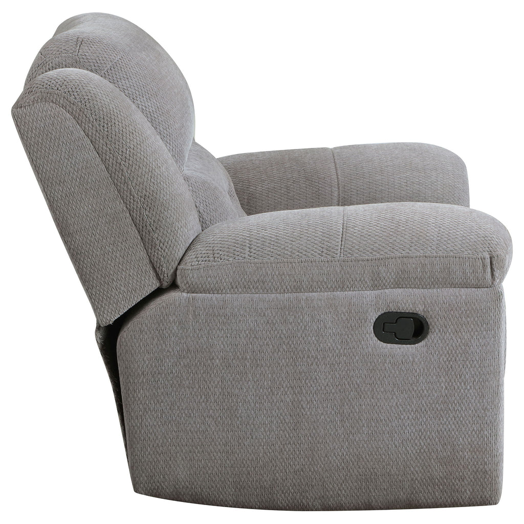 Sebring - Upholstered Glider Recliner Chair With Manual Recline And Smooth Gliding Motion - Gray