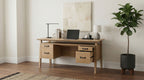 Goodson 64-inch 4-Drawer Double Pedestal Computer Desk Distressed Light Brown