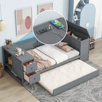 Daybed With Storage Arms, Trundle And Charging Station