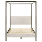 Monroe Upholstered Queen Canopy Bed Vanilla