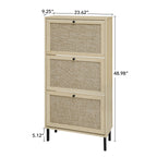 Modern Rattan 3 Door Shoe Rack Cabinet For Entryway