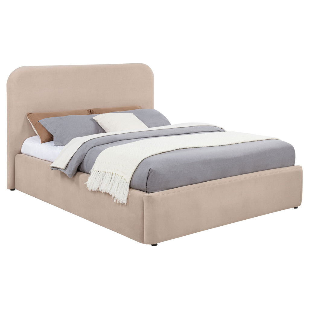 Anders Upholstered Queen Storage Lift Platform Bed Beige