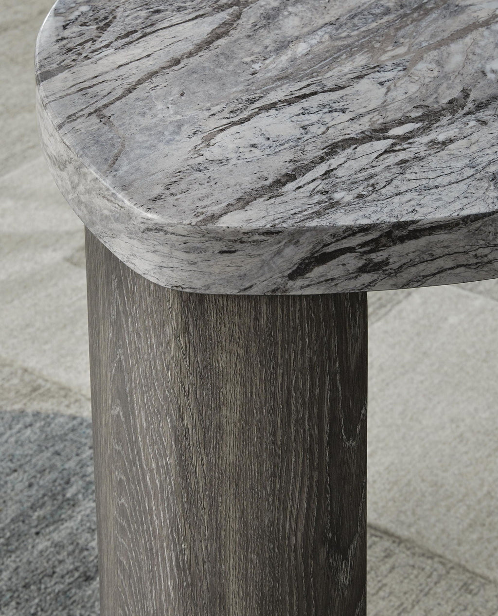 Surmour - Triangle End Table - Gray / Brown