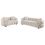 Whitney 2-Piece Contemporary Channel Tufted Woven Fabric Sofa Set Pebble
