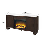 Edwyn - Server With Fireplace - Natural Marble Top & Espresso