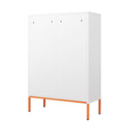 Grid Double Door Shoe Cabinet With Adjustable Compartments And Moisture-Proof Design In Metal