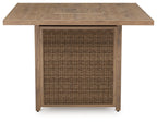 Walton Bridge - Square Bar Table W/Fire Pit - Driftwood